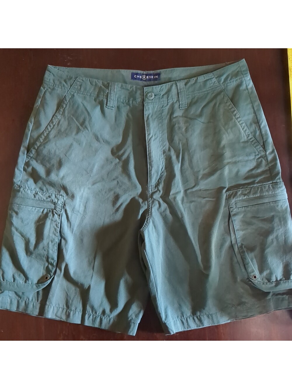 Chereskin Men's Cargo Shorts 36 Deep Green Flat Front Outdoor Hiking Gorpcore